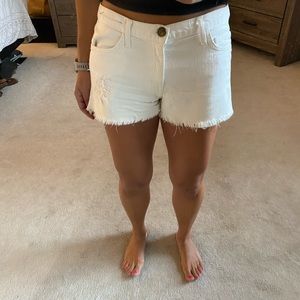 Current Elliot Distressed White Denim Shorts Sz 27